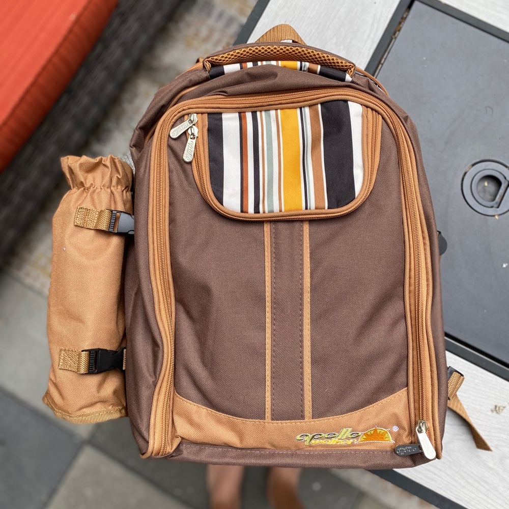 Apollo Walker Striped Brown and Tan Picnic Backpack